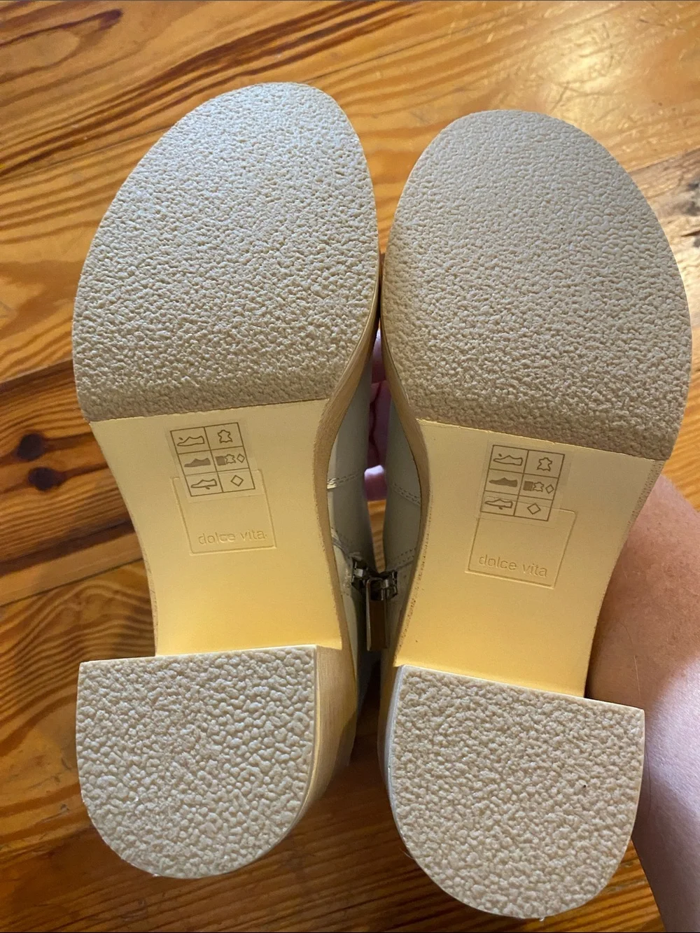 New Dolce Vita Cream Platform Ankle Boots with Side Zip